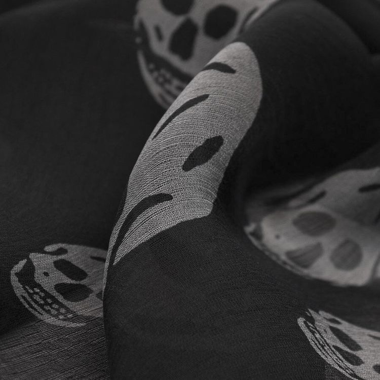 MCQ Skull Silk Scarf BlackIvory