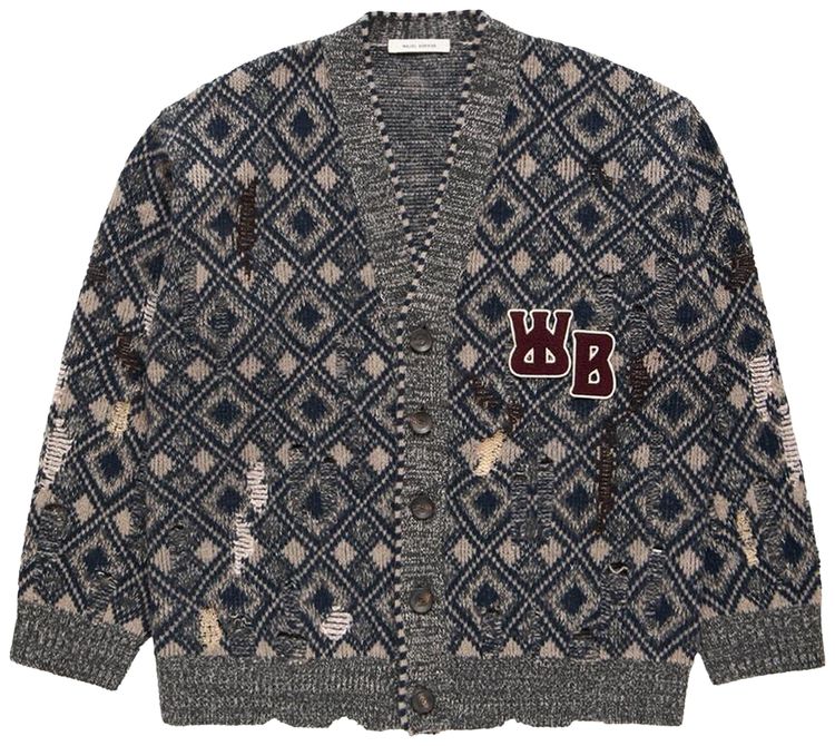Wales Bonner Sibling Cardigan GreyBlackNavyIvory