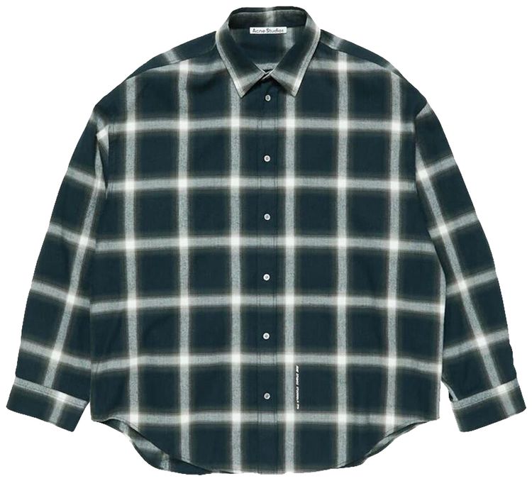Acne Studios Plaid Long Sleeve Shirt NavyMulti