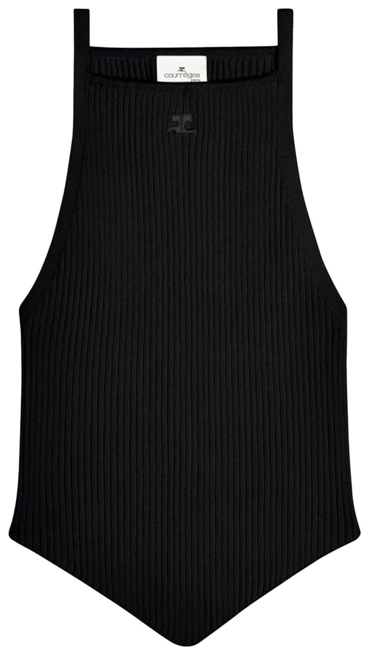Courreges Signature Pointy Rib Knit Top Black