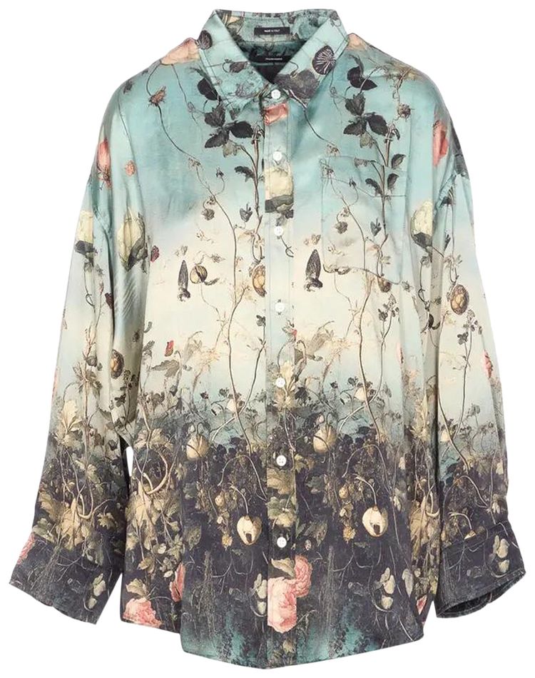 R13 Drop Neck Shirt Dripped BlackTurpuoise Floral