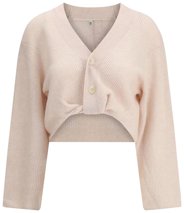 R13 Twisted Front Cardigan Oatmeal