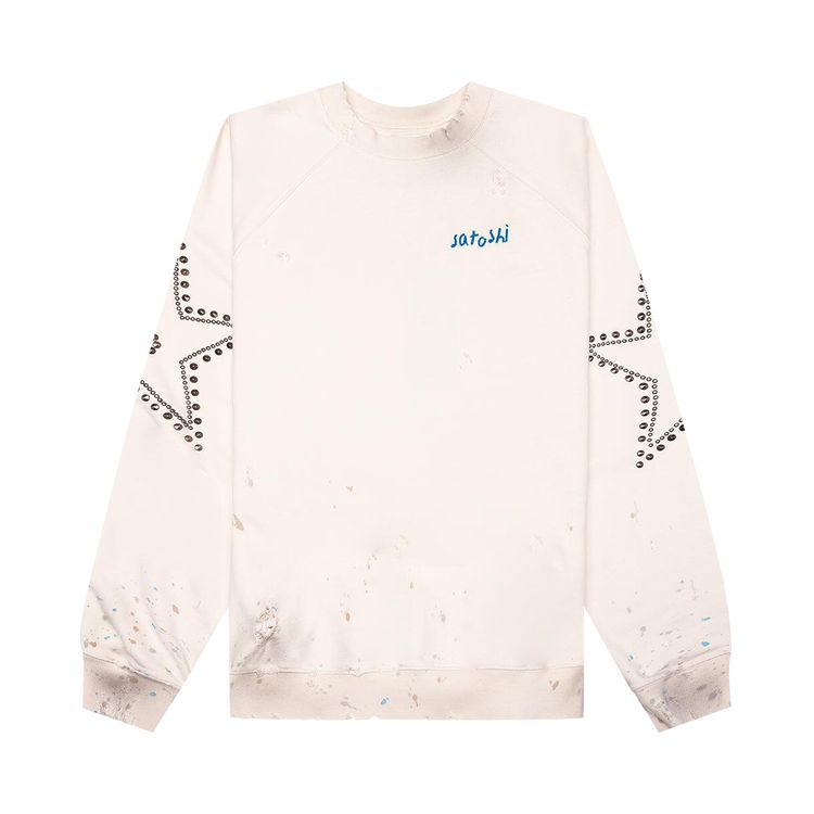 Satoshi Nakamoto Star Studded Crewneck Vintage White