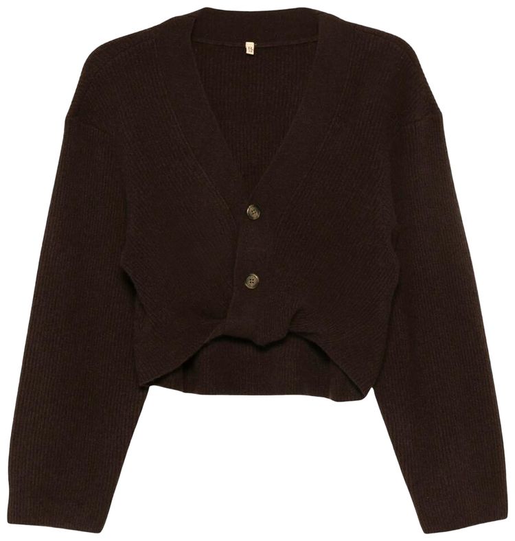 R13 Twisted Front Cardigan Dark Brown