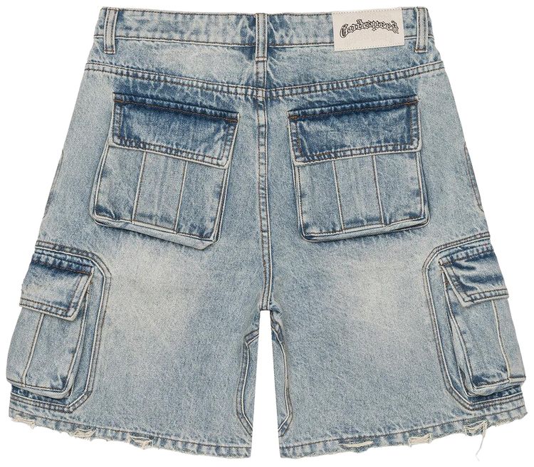 Godspeed Octagon Cargo Denim Shorts Blue