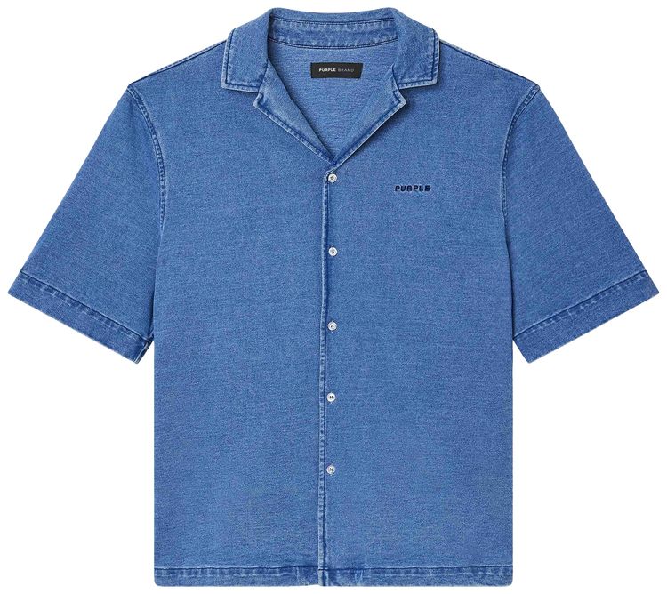 PURPLE BRAND Knit Camp Shirt Blue
