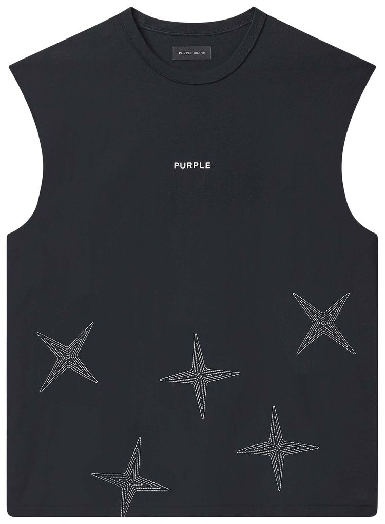 PURPLE BRAND Embroidered Star Tank Top Black