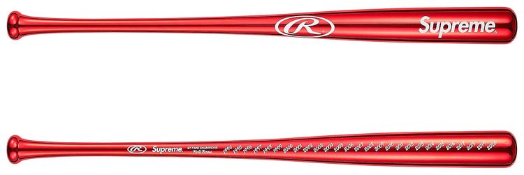 Supreme x Rawlings Chrome Maple Wood Baseball Bat Red