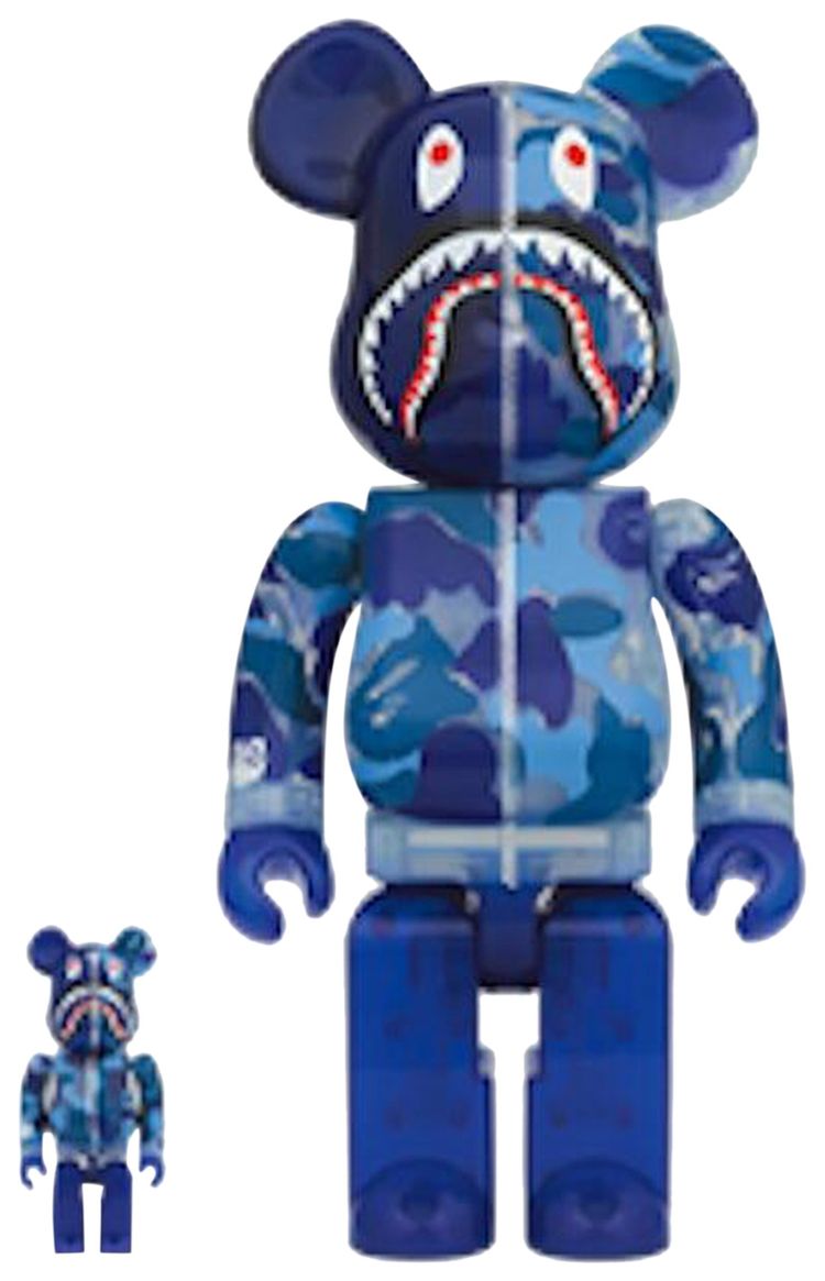 BAPE x BERBRICK ABC Camo Shark 100  400 Set Clear Blue