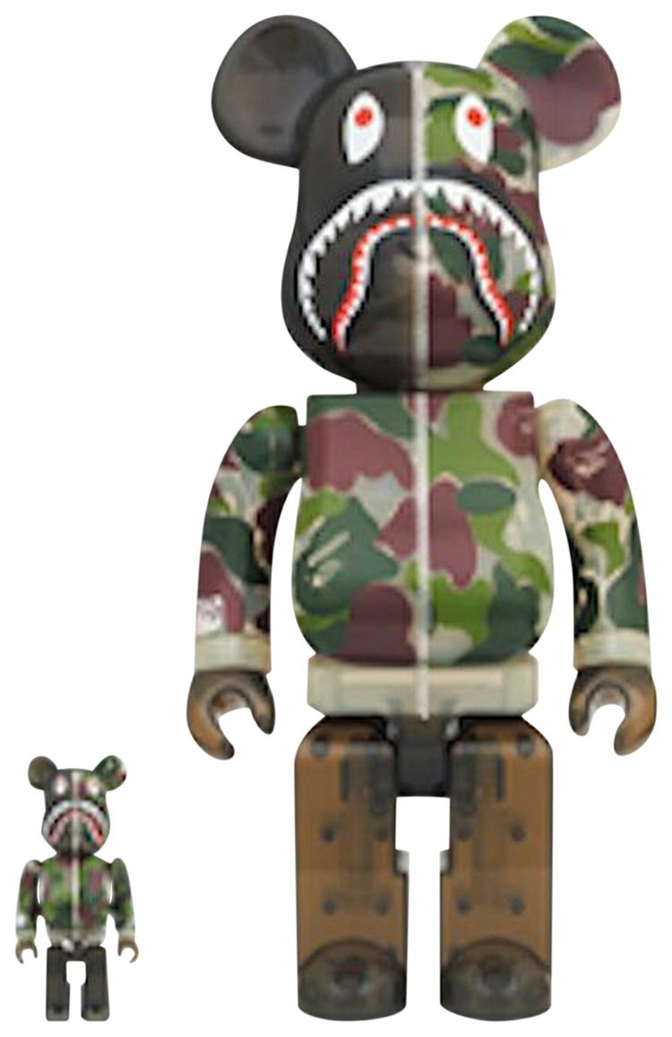 BAPE x BERBRICK ABC Camo Shark 100  400 Set Clear Green
