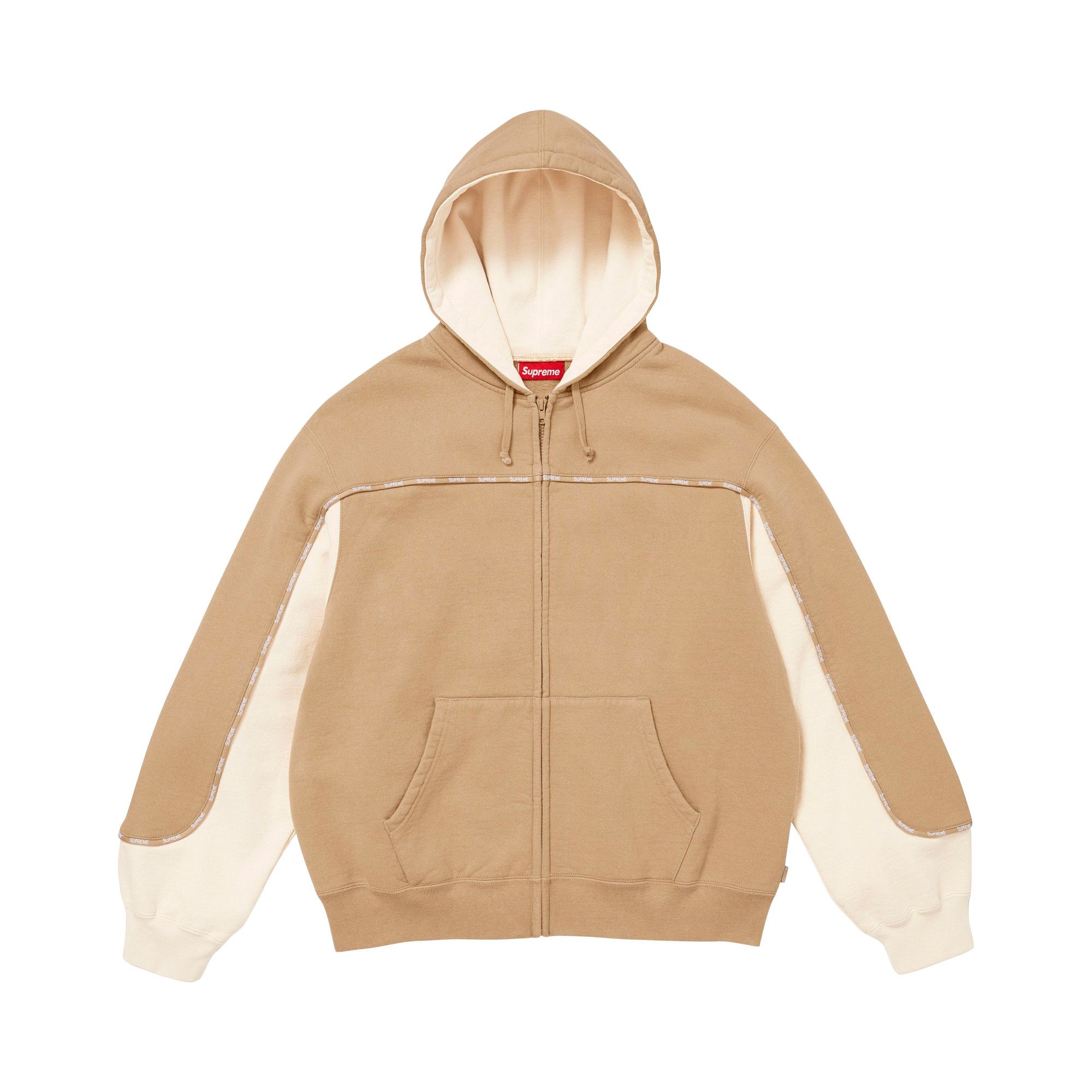 Buy Supreme Piping Zip Up Hooded Sweatshirt 'Dark Tan' - FW25SW35