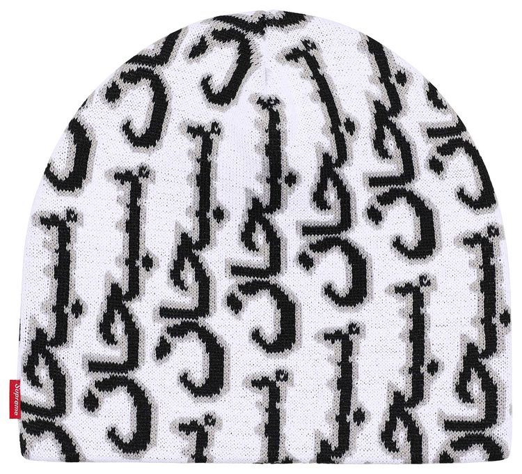 Supreme Arabic Jacquard Beanie White