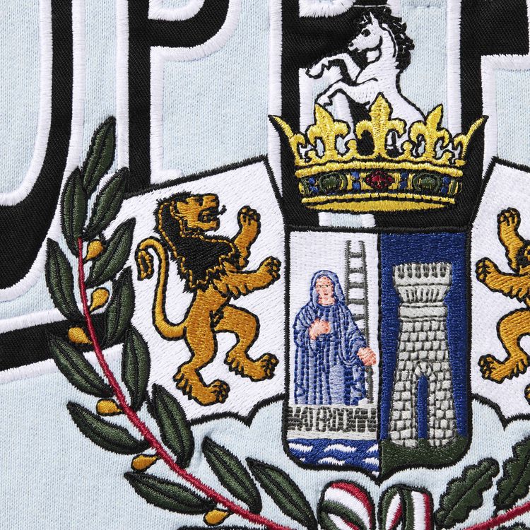 Supreme Crest Applique Half Zip Pullover Light Blue