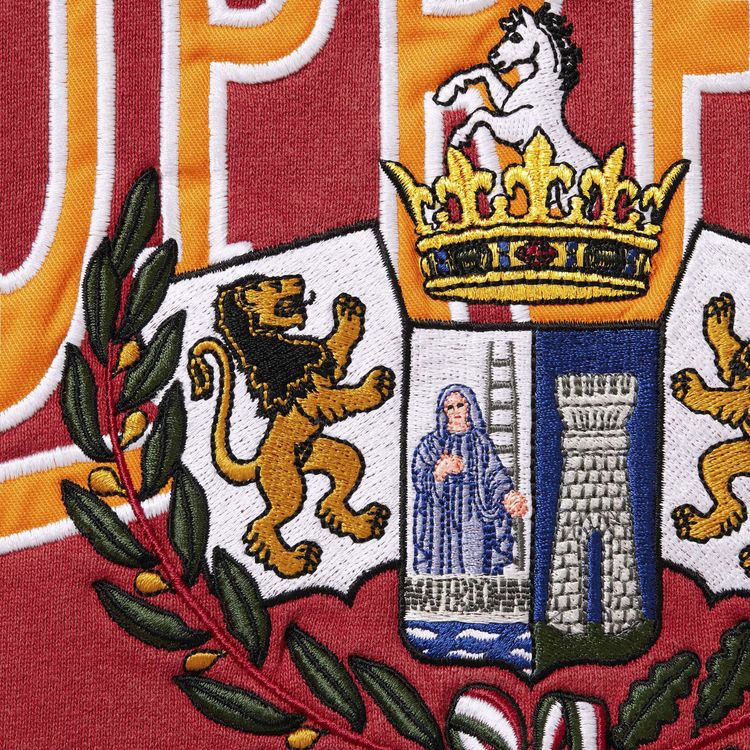 Supreme Crest Applique Half Zip Pullover Dark Red