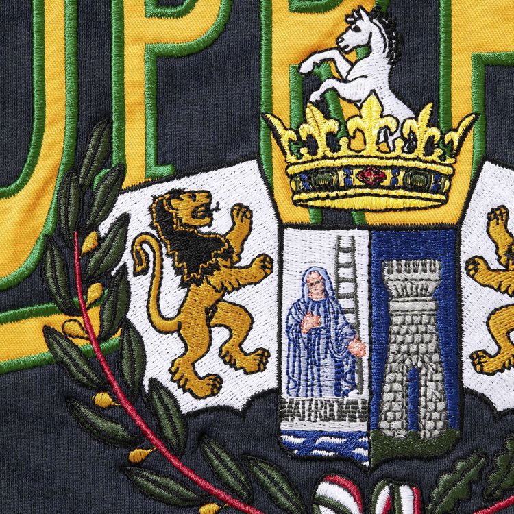 Supreme Crest Applique Half Zip Pullover Navy