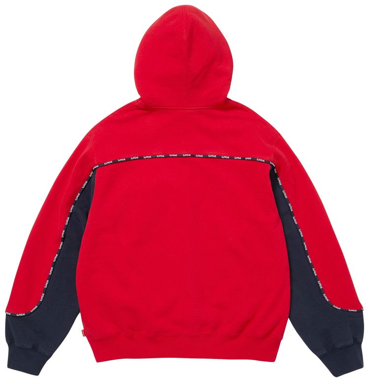 Supreme Piping Zip Up Hooded Sweatshirt Red
