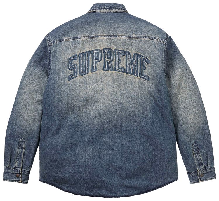 Supreme Shearling Lined Denim Work Shirt Washed Indigo
