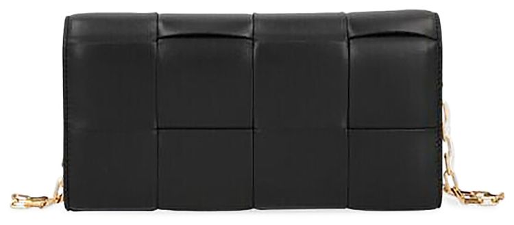 Bottega Veneta Cassette Leather Chain Wallet Black