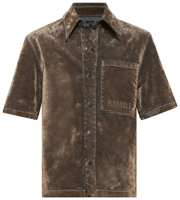 Amiri Velvet Camp Shirt Tan