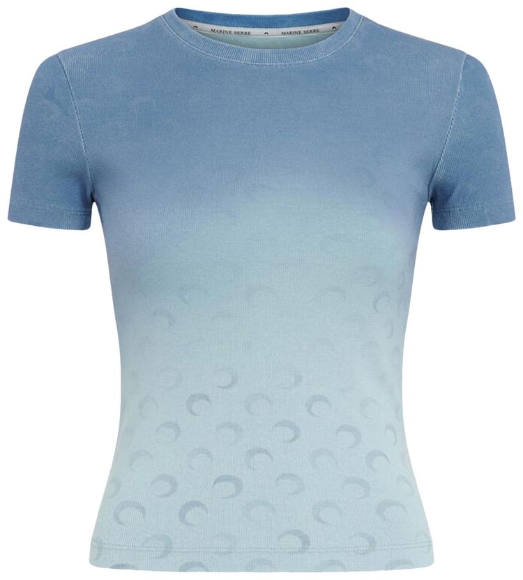 Marine Serre Moon Faded Jersey Baby Fit T Shirt Light Blue