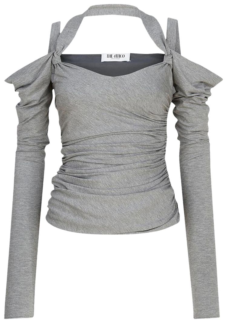 Attico Long Sleeve Top Light Melange Grey