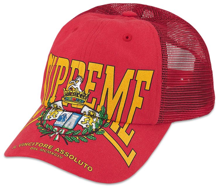 Supreme Crest Mesh Back 6 Panel Red