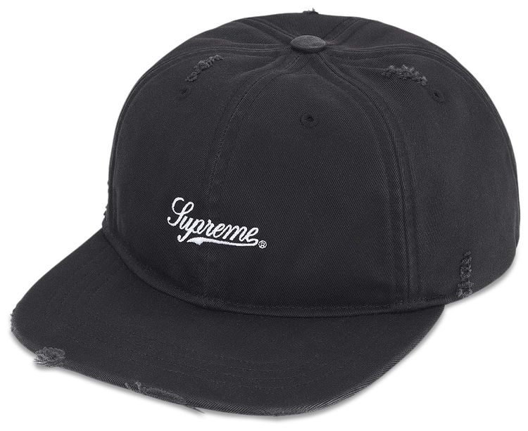 Supreme Distressed Script 6 Panel Black