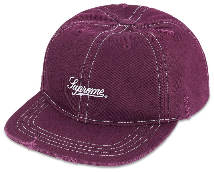 Supreme Distressed Script 6 Panel Dark Purple