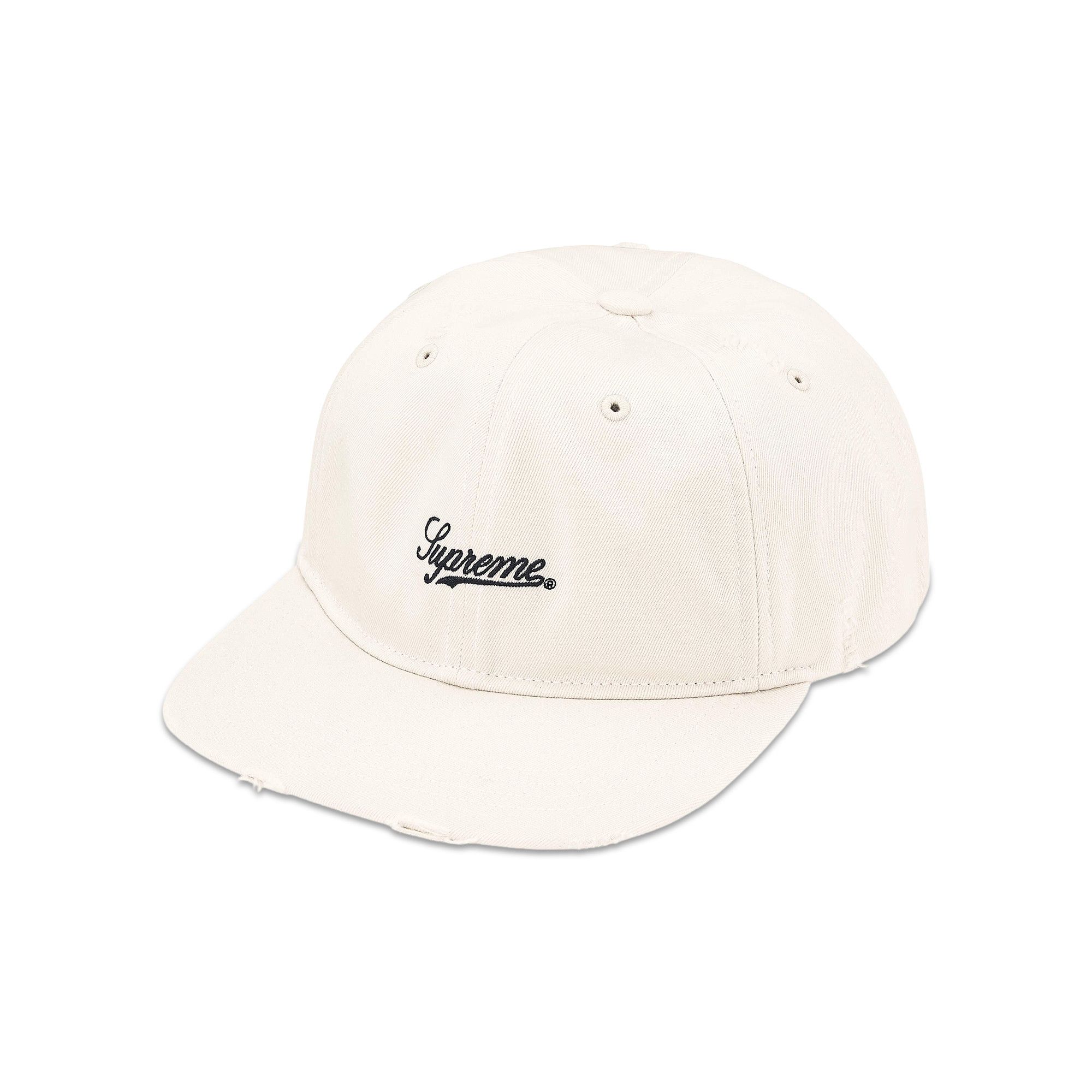 Buy Supreme Distressed Script 6-Panel 'Stone' - FW25H9 STONE