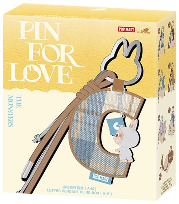Pop Mart Labubu THE MONSTERS Pin for Love Series A M Letter Pendant Sealed Single Blind Box Mystery