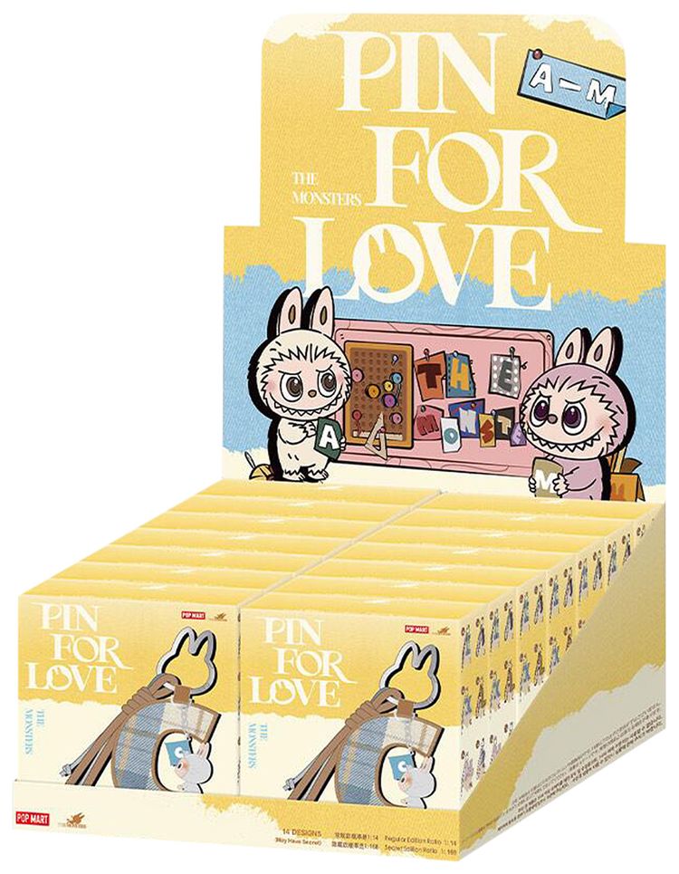 Pop Mart Labubu THE MONSTERS Pin for Love Series A M Letter Pendant Sealed Whole Set Mystery 14 Blind Boxes
