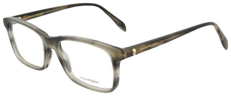 Alexander McQueen Square Frame Acetate Optical Frames Grey Transparent