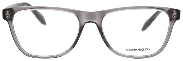 Alexander McQueen Square Frame Acetate Optical Frames Grey Transparent