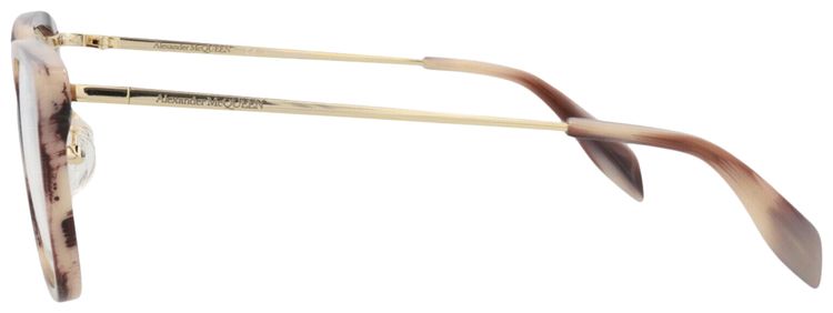 Alexander McQueen Square Frame Acetate Optical Frames Pink Gold Transparent