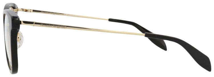 Alexander McQueen Square Frame Acetate Optical Frames Black Gold Transparent