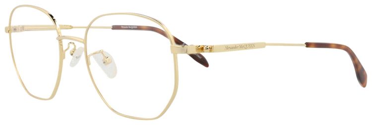 Alexander McQueen Round Frame Metal Optical Frames Gold Transparent