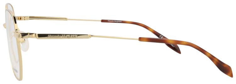 Alexander McQueen Round Frame Metal Optical Frames Gold Transparent