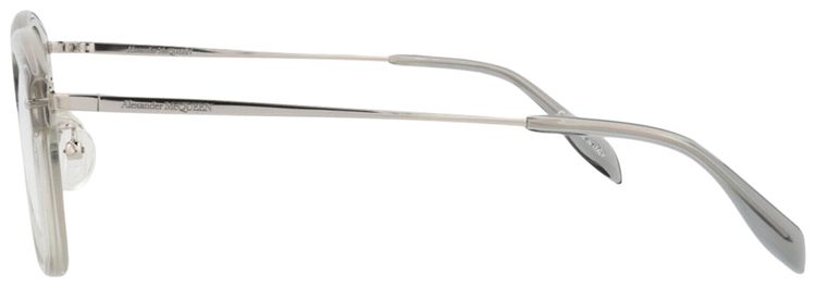 Alexander McQueen Round Frame Acetate Optical Frames Grey Silver Transparent