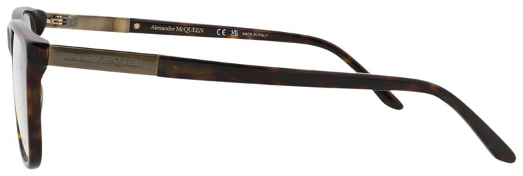 Alexander McQueen Square Frame Acetate Optical Frames Havana Gold Transparent
