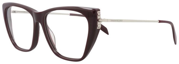 Alexander McQueen Cat Eye Frame Acetate Optical Frames Violet Silver