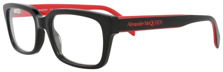Alexander McQueen Square Frame Acetate Optical Frames Black Transparent