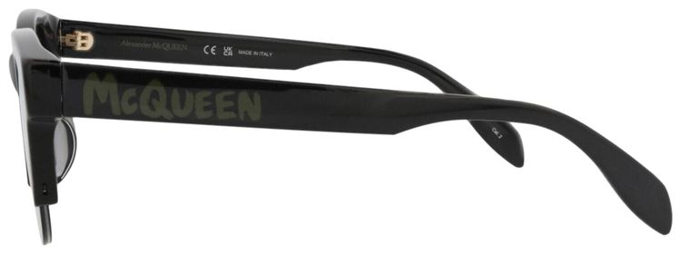 Alexander McQueen Square Frame Recycled Acetate Sunglasses Black Green