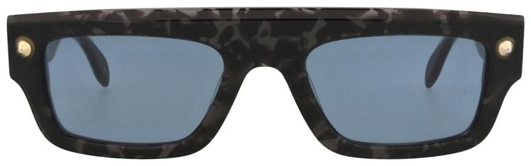 Alexander McQueen Square Frame Recycled Acetate Sunglasses Havana Blue