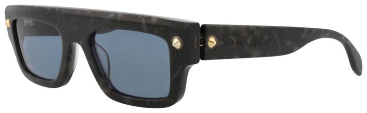 Alexander McQueen Square Frame Recycled Acetate Sunglasses Havana Blue