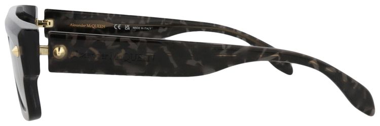 Alexander McQueen Square Frame Recycled Acetate Sunglasses Havana Blue