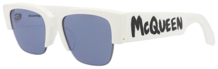Alexander McQueen Square Frame Recycled Acetate Sunglasses White Blue