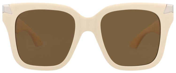 Alexander McQueen Square Frame Recycled Acetate Sunglasses Ivory Brown