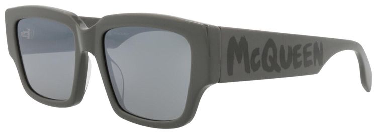 Alexander McQueen Square Frame Recycled Acetate Sunglasses Grey Silver