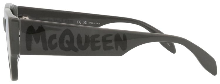 Alexander McQueen Square Frame Recycled Acetate Sunglasses Grey Silver