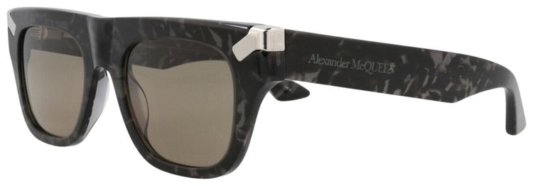 Alexander McQueen Square Frame Recycled Acetate Sunglasses Havana Brown